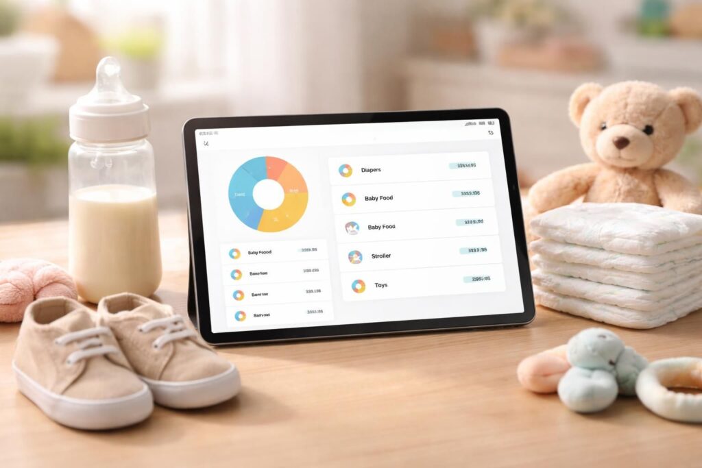 gérez facilement le budget des dépenses puériculture de votre bébé grâce à votre tablette samsung galaxy. suivez, planifiez et maîtrisez toutes vos dépenses bébé en quelques clics.
