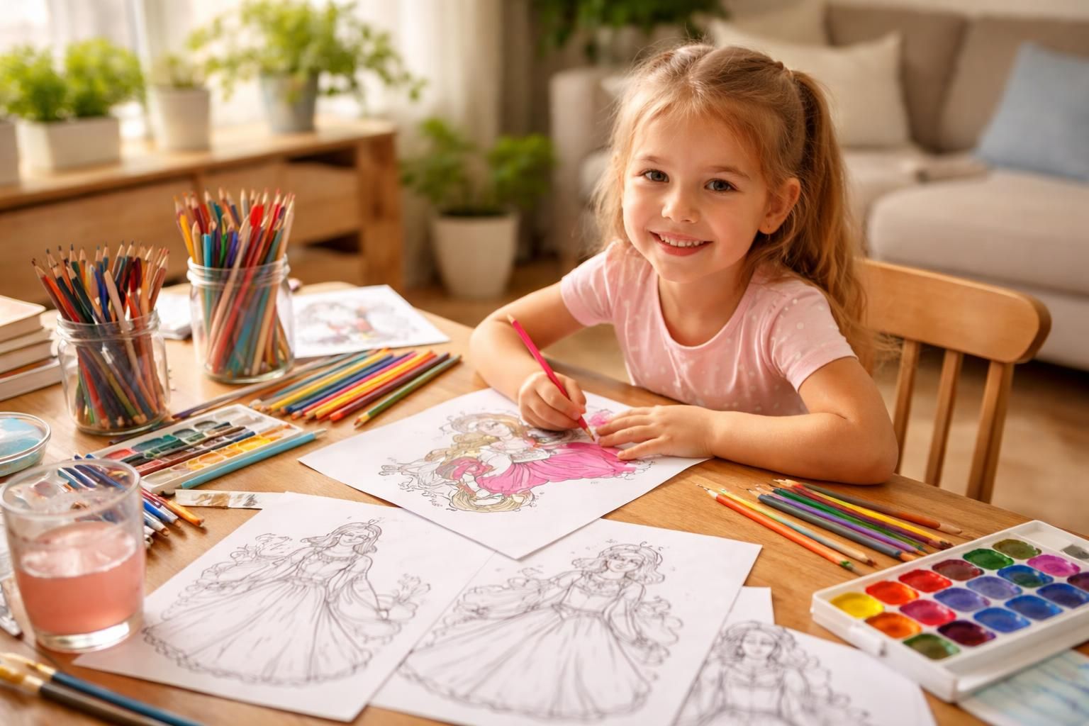 découvrez comment organiser un atelier artistique à la maison en utilisant des princesses à colorier et à imprimer, une activité ludique et créative pour enfants.