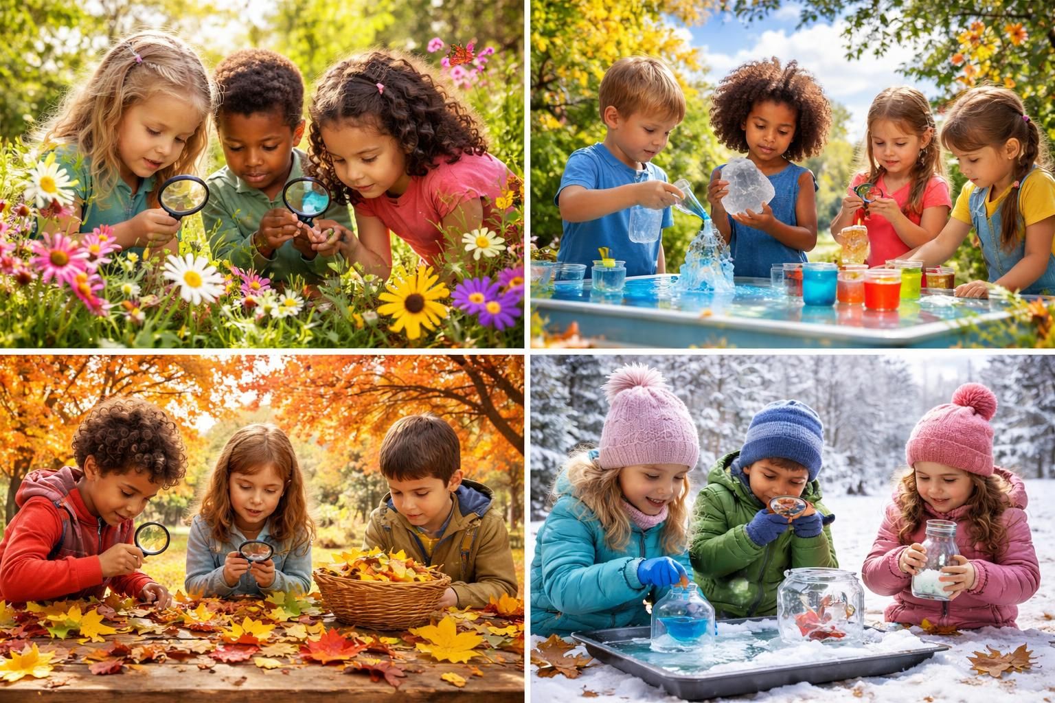 explorez des activités scientifiques ludiques et adaptées pour les enfants en maternelle, à pratiquer tout au long des saisons.