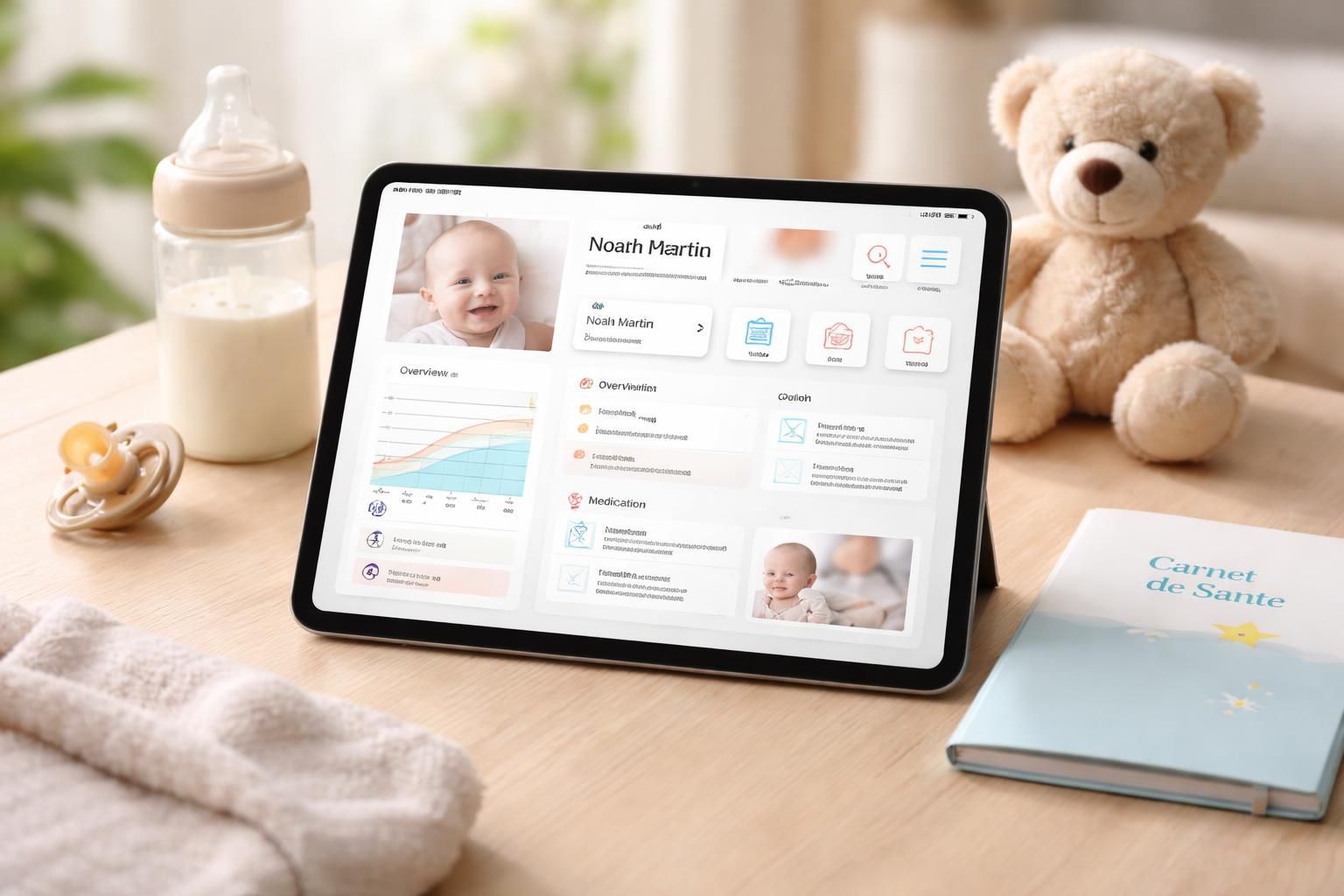organisez le dossier pédiatrique de votre bébé facilement avec tous les documents essentiels accessibles sur ipad air pour un suivi médical simplifié.