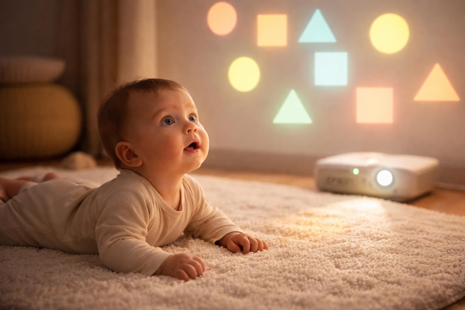 découvrez comment stimuler l'éveil de votre bébé grâce à des formes simples projetées avec un vidéoprojecteur epson, favorisant l'attention visuelle et le développement sensoriel.