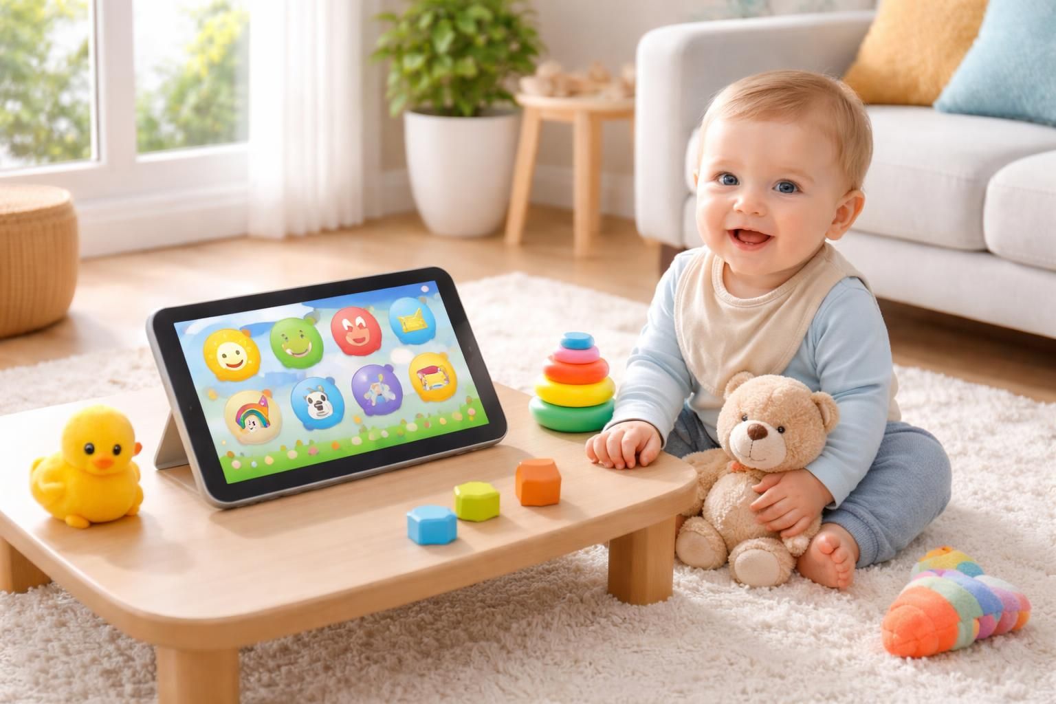 assurez la sécurité de votre bébé avec une tablette tactile configurée en mode enfant, conçue pour offrir un environnement sécurisé et adapté à son âge.